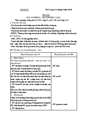 Kế hoạch bài dạy môn Đạo Đức 1+2, Âm Nhạc 4+5 - Tuần 32 (NH 2023-2024)(GV: Lê Thị Nga)