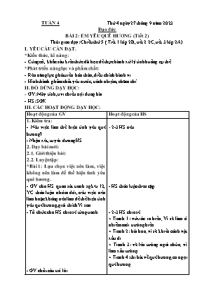 Kế hoạch bài dạy môn Đạo Đức 1+2 - Tuần 4 (NH 2023-2024)(GV: Lê Thị Nga)