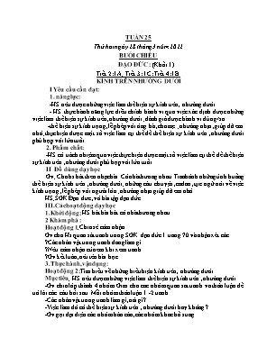 Kế hoạch bài dạy môn Đạo Đức 1+2+4, GDTC 1+2, HĐTN 1 - Tuần 25 (NH 2021-2022)(GV: Trần Thị Thanh Tình)