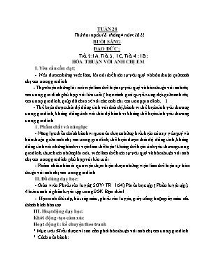 Kế hoạch bài dạy môn Đạo Đức 1+2+4, GDTC 1+2, HĐTN 1 - Tuần 28 (NH 2021-2022)(GV: Trần Thị Thanh Tình)