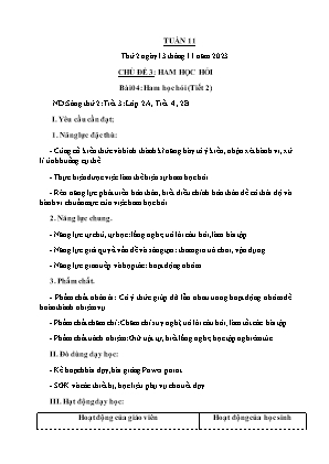 Kế hoạch bài dạy môn Đạo Đức 2 - Tuần 11, Chủ đề 3, Bài 04: Ham học hỏi (Tiết 2) (NH 2023-2024)(GV: Trần Thị Thanh Tình)