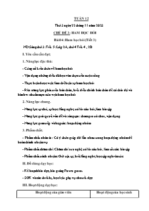 Kế hoạch bài dạy môn Đạo Đức 2 - Tuần 12, Chủ đề 3, Bài 04: Ham học hỏi (Tiết 3) (NH 2023-2024)(GV: Trần Thị Thanh Tình)
