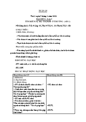 Kế hoạch bài dạy môn Đạo Đức 2 - Tuần 25, Bài: Tìm kiếm sự hỗ trợ khi ở trường (Tiết 1) (NH 2022-2023)(GV: Trần Thị Thanh Tình)