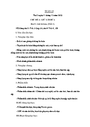 Kế hoạch bài dạy môn Đạo Đức 3 - Tuần 15, Chủ đề 4, Bài 05: Giữ lời hứa (Tiết 3) (NH 2023-2024)(GV: Trần Thị Thanh Tình)