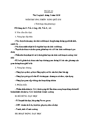 Kế hoạch bài dạy môn Đạo Đức 3 - Tuần 33: Môi trường thôn xóm quê em (NH 2023-2024)(GV: Trần Thị Thanh Tình)
