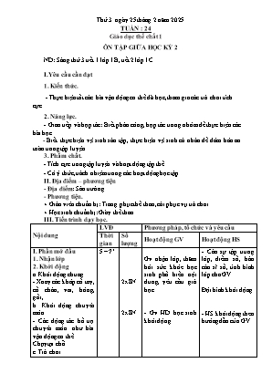 Kế hoạch bài dạy môn GDTC 1, Âm Nhạc 1+2+4, Đạo Đức 1 - Tuần 24 (NH 2024-2025)(GV: Trần Thị Thanh Tình)