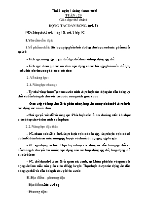Kế hoạch bài dạy môn GDTC 1, Âm Nhạc 1+2+4, Đạo Đức 1 - Tuần 29 (NH 2024-2025)(GV: Trần Thị Thanh Tình)