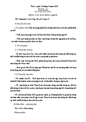 Kế hoạch bài dạy môn GDTC 1, Âm Nhạc 1+2+4, Đạo Đức 1 - Tuần 31 (NH 2024-2025)(GV: Trần Thị Thanh Tình)