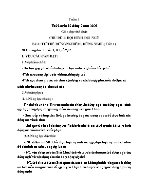 Kế hoạch bài dạy môn GDTC 1 - Tuần 1 (NH 2024-2025)(GV: Trần Thị Thanh Tình)