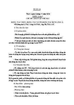 Kế hoạch bài dạy môn GDTC 2 - Tuần 10 (NH 2023-2024)(GV: Trần Thị Thanh Tình)