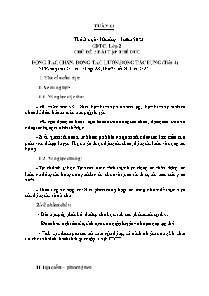 Kế hoạch bài dạy môn GDTC 2 - Tuần 11 (NH 2023-2024)(GV: Trần Thị Thanh Tình)