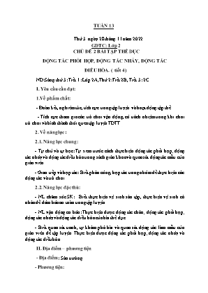 Kế hoạch bài dạy môn GDTC 2 - Tuần 13 (NH 2023-2024)(GV: Trần Thị Thanh Tình)