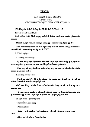 Kế hoạch bài dạy môn GDTC 2 - Tuần 24 (NH 2022-2023)(GV: Trần Thị Thanh Tình)