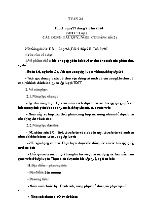 Kế hoạch bài dạy môn GDTC 2 - Tuần 24 (NH 2023-2024)(GV: Trần Thị Thanh Tình)