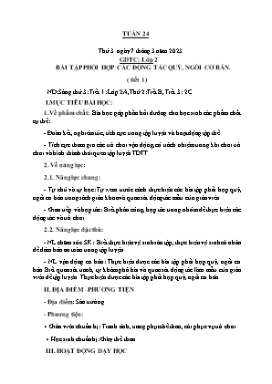 Kế hoạch bài dạy môn GDTC 2 - Tuần 25 (NH 2022-2023)(GV: Trần Thị Thanh Tình)