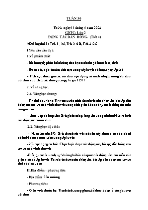 Kế hoạch bài dạy môn GDTC 2 - Tuần 30 (NH 2022-2023)(GV: Trần Thị Thanh Tình)