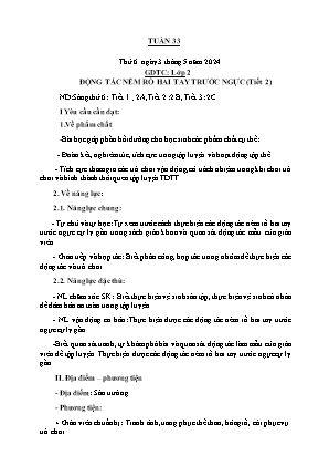 Kế hoạch bài dạy môn GDTC 2 - Tuần 33 (NH 2023-2024)(GV: Trần Thị Thanh Tình)