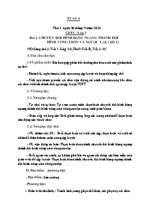 Kế hoạch bài dạy môn GDTC 2 - Tuần 4 (NH 2023-2024)(GV: Trần Thị Thanh Tình)
