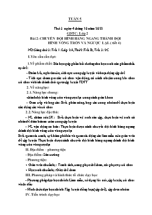 Kế hoạch bài dạy môn GDTC 2 - Tuần 5 (NH 2022-2023)(GV: Trần Thị Thanh Tình)