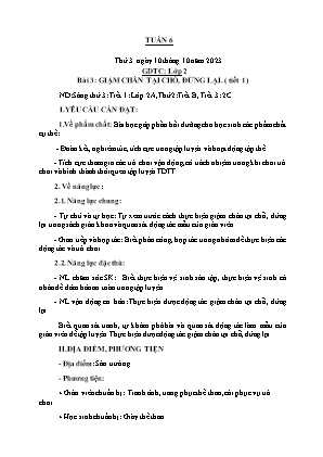 Kế hoạch bài dạy môn GDTC 2 - Tuần 6 (NH 2023-2024)(GV: Trần Thị Thanh Tình)