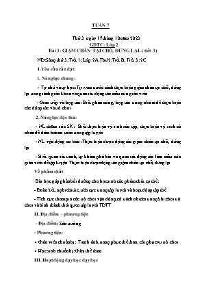 Kế hoạch bài dạy môn GDTC 2 - Tuần 7 (NH 2023-2024)(GV: Trần Thị Thanh Tình)