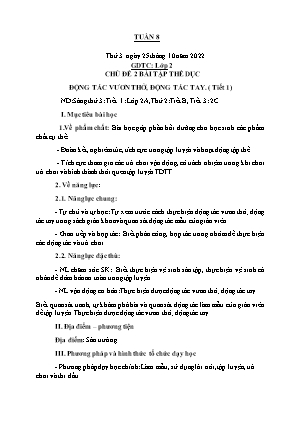 Kế hoạch bài dạy môn GDTC 2 - Tuần 8 (NH 2022-2023)(GV: Trần Thị Thanh Tình)