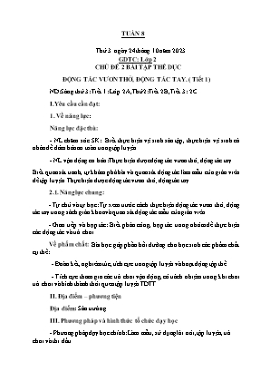 Kế hoạch bài dạy môn GDTC 2 - Tuần 8 (NH 2023-2024)(GV: Trần Thị Thanh Tình)