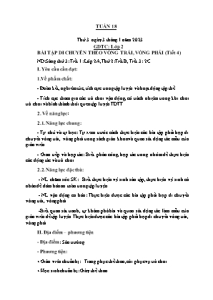 Kế hoạch bài dạy môn GDTC Lớp 2 - Tuần 18 (NH 2022-2023)(GV: Trần Thị Thanh Tình)