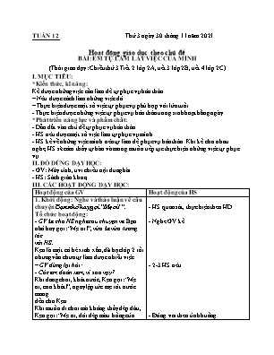 Kế hoạch bài dạy môn HĐTN 2 - Tuần 12, Bài: Em tự làm lấy việc của mình (NH 2021-2022)(GV: Lê Thị Nga)