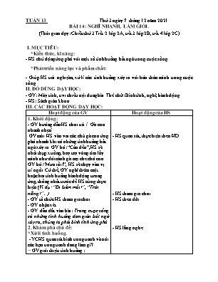 Kế hoạch bài dạy môn HĐTN 2 - Tuần 13, Bài 14: Nghĩ nhanh, làm giỏi (NH 2021-2022)(GV: Lê Thị Nga)