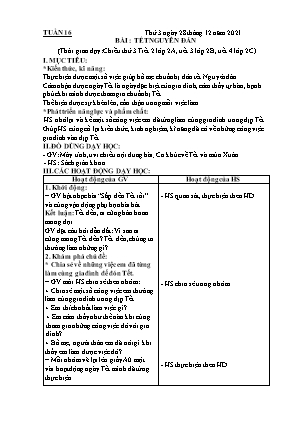 Kế hoạch bài dạy môn HĐTN 2 - Tuần 16, Bài: Tết Nguyên Đán (NH 2021-2022)(GV: Lê Thị Nga)