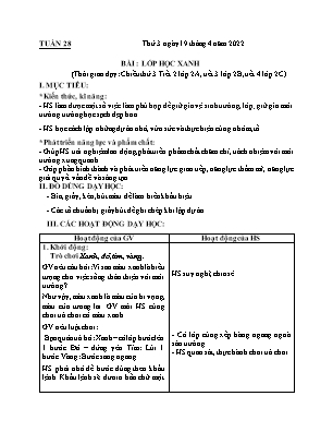 Kế hoạch bài dạy môn HĐTN 2 - Tuần 28, Bài: Lớp học xanh (NH 2021-2022)(GV: Lê Thị Nga)