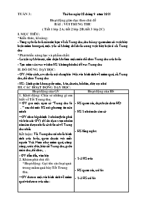 Kế hoạch bài dạy môn HĐTN 2 - Tuần 3, Bài: Vui Trung Thu (NH 2021-2022)(GV: Lê Thị Nga)