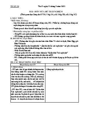 Kế hoạch bài dạy môn HĐTN 2 - Tuần 31, Bài: Đón mùa hè trải nghiệm (NH 2021-2022)(GV: Lê Thị Nga)