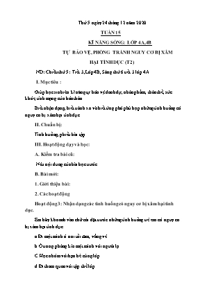 Kế hoạch bài dạy môn Kỹ năng sống 4+5 - Tuần 15 (NH 2020-2021)(GV: Trần Thị Thanh Tình)