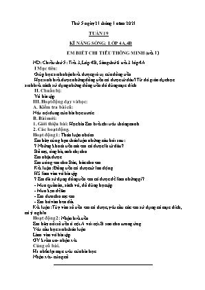 Kế hoạch bài dạy môn Kỹ Năng Sống 4+5 - Tuần 19 (NH 2020-2021)(GV: Trần Thị Thanh Tình)