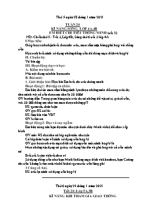 Kế hoạch bài dạy môn Kỹ Năng Sống 4+5 - Tuần 20 (NH 2020-2021)(GV: Trần Thị Thanh Tình)