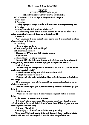 Kế hoạch bài dạy môn Kỹ Năng Sống 4+5 - Tuần 23 (NH 2020-2021)(GV: Trần Thị Thanh Tình)