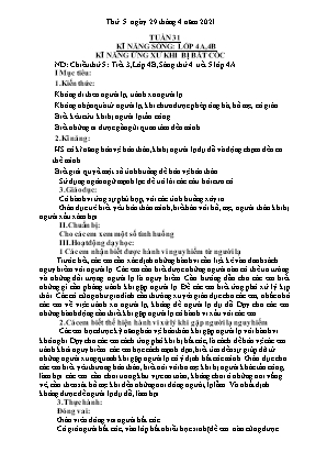 Kế hoạch bài dạy môn Kỹ Năng Sống 4+5 - Tuần 31 (NH 2020-2021)(GV: Trần Thị Thanh Tình)