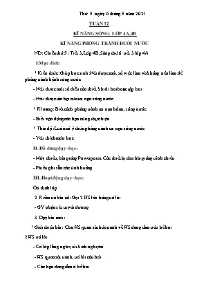 Kế hoạch bài dạy môn Kỹ Năng Sống 4+5 - Tuần 32 (NH 2020-2021)(GV: Trần Thị Thanh Tình)