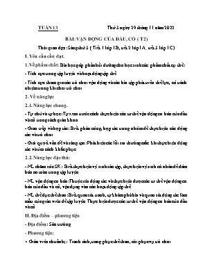 Kế hoạch bài dạy môn Thể Dục 1, Âm Nhạc 2+3+5 - Tuần 13 (NH 2022-2023)(GV: Lê Thị Nga)