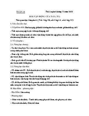 Kế hoạch bài dạy môn Thể Dục 1, Âm Nhạc 2+3+5 - Tuần 14 (NH 2022-2023)(GV: Lê Thị Nga)