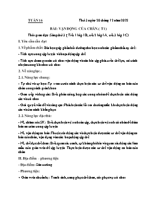 Kế hoạch bài dạy môn Thể Dục 1, Âm nhạc 2+3+5 - Tuần 16 (NH 2022-2023)(GV: Lê Thị Nga)