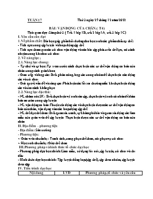Kế hoạch bài dạy môn Thể Dục 1, Âm Nhạc 2+3+5 - Tuần 17 (NH 2022-2023)(GV: Lê Thị Nga)
