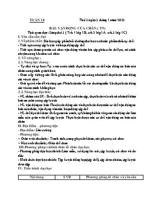 Kế hoạch bài dạy môn Thể Dục 1, Âm Nhạc 2+3+5 - Tuần 18 (NH 2022-2023)(GV: Lê Thị Nga)