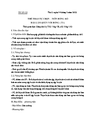 Kế hoạch bài dạy môn Thể Dục 1, Âm Nhạc 2+3+5 - Tuần 22 (NH 2022-2023)(GV: Lê Thị Nga)