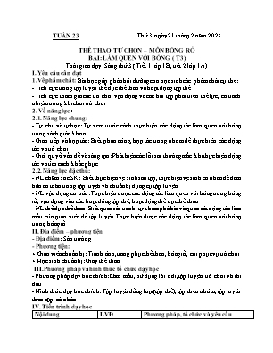 Kế hoạch bài dạy môn Thể Dục 1, Âm Nhạc 2+3+5 - Tuần 23 (NH 2022-2023)(GV: Lê Thị Nga)