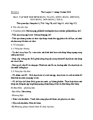 Kế hoạch bài dạy môn Thể Dục 1, Âm Nhạc 2+3+5 - Tuần 6 (NH 2022-2023)(GV: Lê Thị Nga)