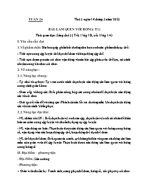 Kế hoạch bài dạy môn Thể Dục 1, Âm Nhạc 3+5 - Tuần 26 (NH 2022-2023)(GV: Lê Thị Nga)