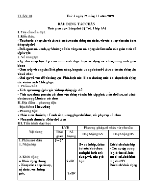 Kế hoạch bài dạy môn Thể Dục 1, Đạo Đức 2, Âm Nhạc 3+5 - Tuần 10 (NH 2024-2025)(GV: Lê Thị Nga)